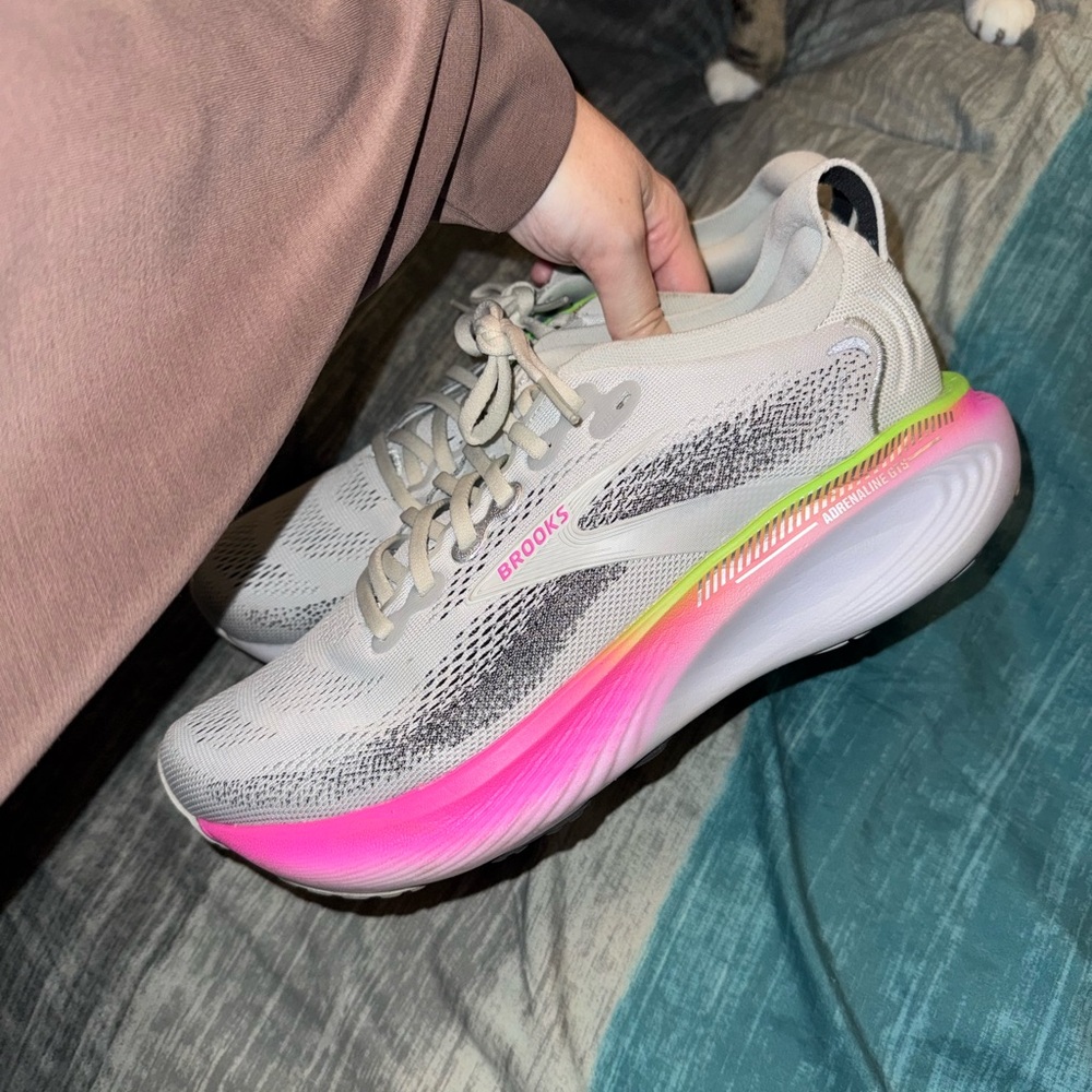 Brooks Women's Adrenaline GTS 25. Oyster/Pink/Green